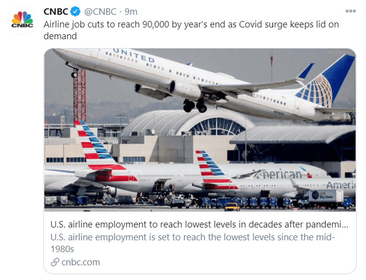 airlines jobs cut tweet