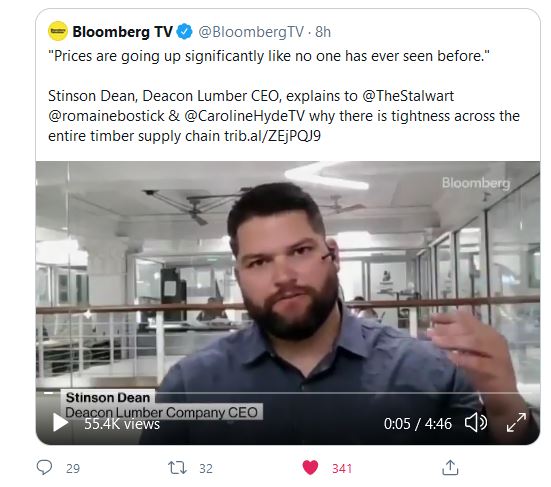 Want to learn about the lumber market in 4 minutes? Great Bloomberg interview by @LumberTrading