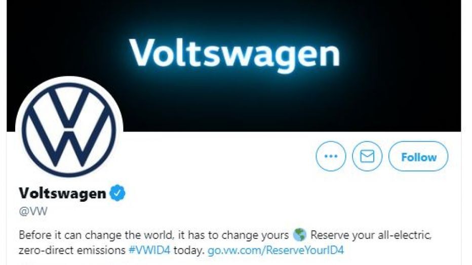 Gotcha! says VW - the name change to 'Voltswagen' was an April fool's prank!